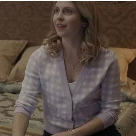 Maje Mystyle Cardigan Size 4 XL Purple White Gingham Check Preppy Sweater - Picture 11 of 14